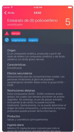 aplicación para detectar aditivos en los alimentos