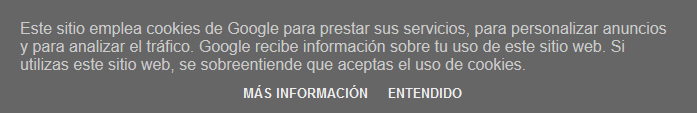 Banner cookies bloguer españa Acceptación de las cookies de Adsense
