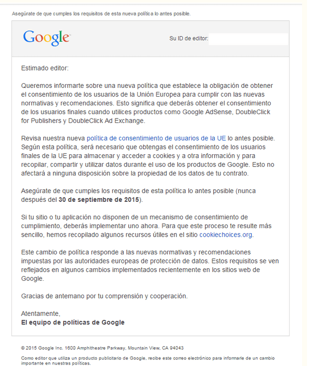 Comunicado sobre cookies de Google email-aviso-cookies-google-2